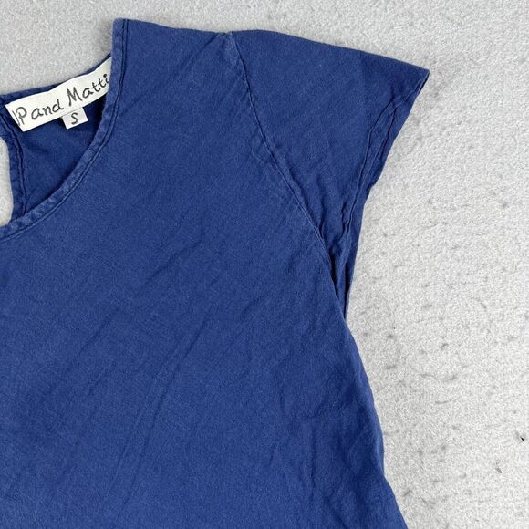 JP and Mattie Cap Sleeve Blue Floral Midi‎ Flowy A Line Dress Small - Picture 2 of 12